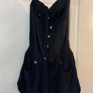 Black strapless romper